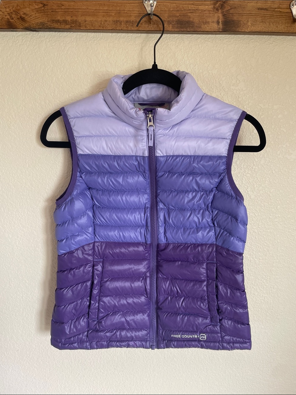 Free Country Girls' Down Packable Purple Zip Up Puffer Vest L Outerwear Gorpcore